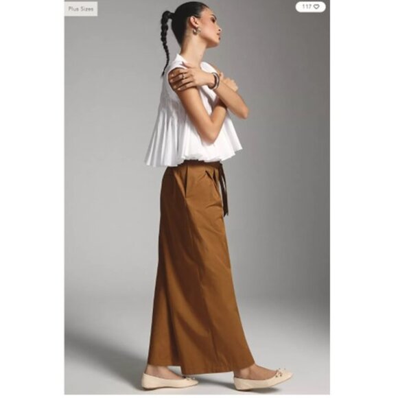Exquise anthropologie pleated high waist wide leg tie belt pants - Picture 3 of 12